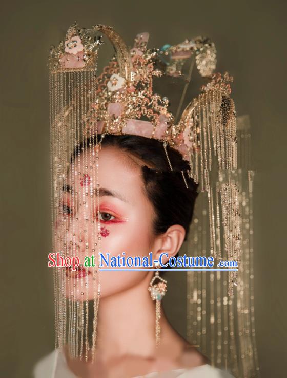 Chinese Traditional Ancient Bride Headdress Palace Exaggerated Phoenix Coronet Hair Accessories for Women