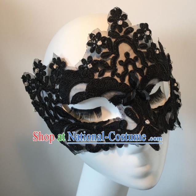 Halloween Exaggerated Accessories Catwalks Black Lace Masks for Women