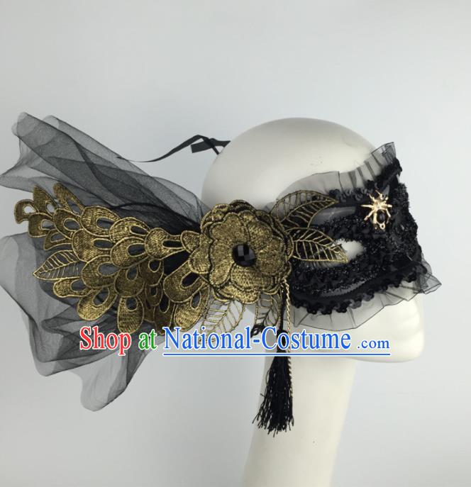 Halloween Exaggerated Accessories Catwalks Golden Lace Flower Masks for Women