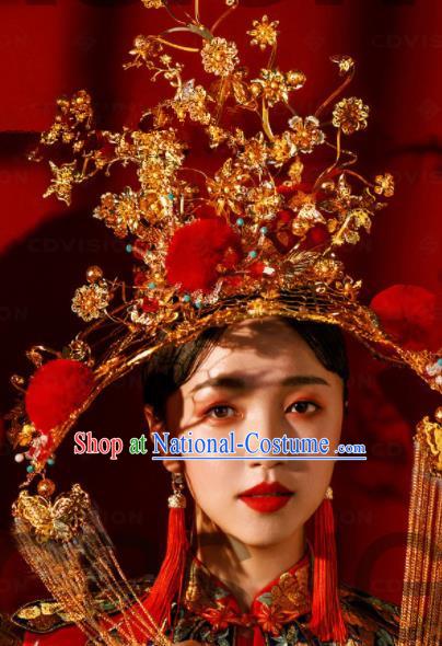 Chinese Traditional Ancient Bride Phoenix Coronet Palace Wedding Hair Accessories for Women