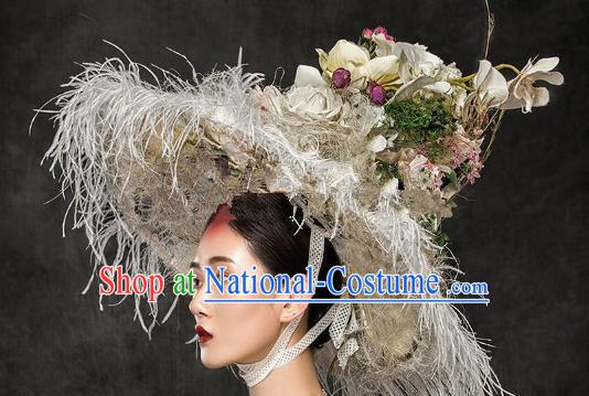 Top Grade Halloween Catwalks Hair Accessories Baroque Queen Exaggerated Top Hat for Women