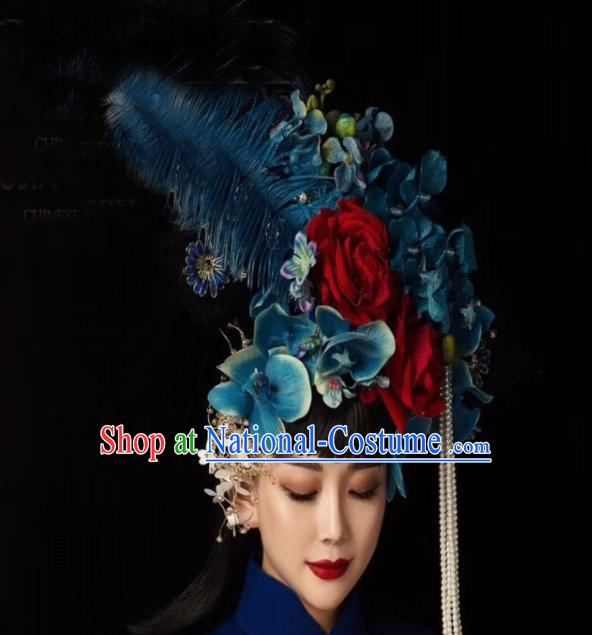 Top Grade Halloween Hair Accessories Catwalks Baroque Queen Flowers Headdress for Women