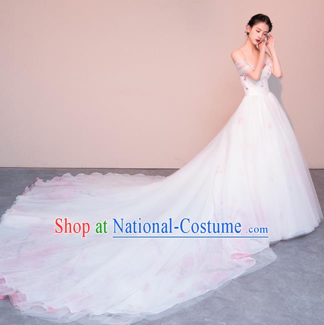 Top Grade Customized Wedding Dress Bride Trailing Full Dress for Women