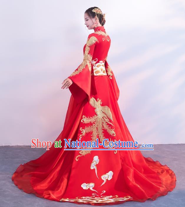 Chinese Traditional Embroidered Wedding Costumes Red Xiuhe Suits Ancient Bride Dress for Women