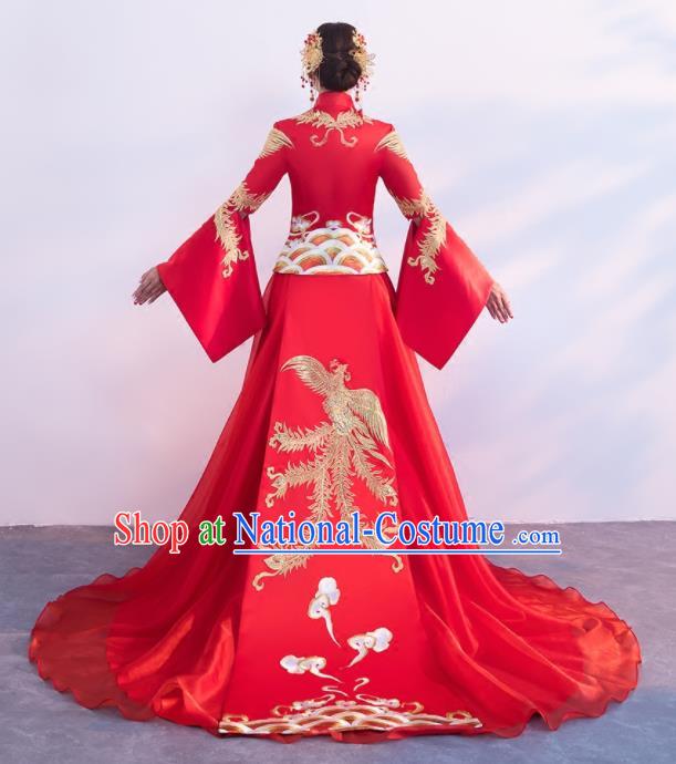 Chinese Traditional Embroidered Wedding Costumes Red Xiuhe Suits Ancient Bride Dress for Women