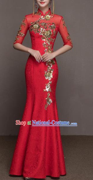 Top Grade Customized Wedding Dress Bride Red Cheongsam Dress for Women