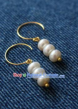 Asian Chinese Traditional Jewelry Accessories Ancient Hanfu Pearls Earrings for Women