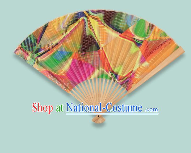 Chinese Traditional Crafts Orange Folding Fans Paper Fans Accordion Fan