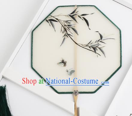 Traditional Chinese Crafts Palace Fans Silk Round Fans Ancient Princess Embroidered Bamboo Fan for Women