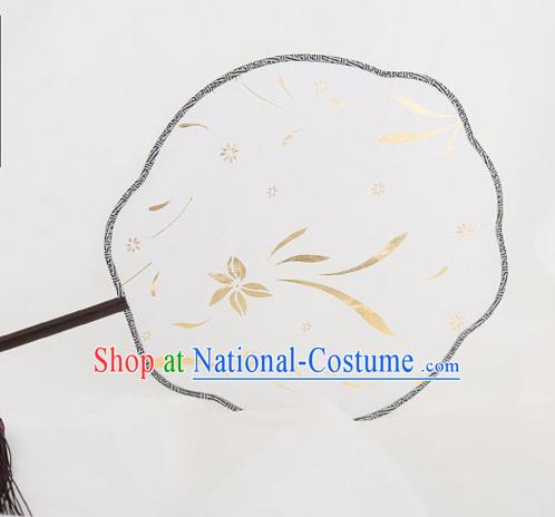 Traditional Chinese Crafts Palace Silk Fans Round Fans Ancient Princess Gilding Fan for Women