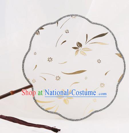 Traditional Chinese Crafts Palace Fans Round Fans Ancient Princess Gilding Silk Fan for Women