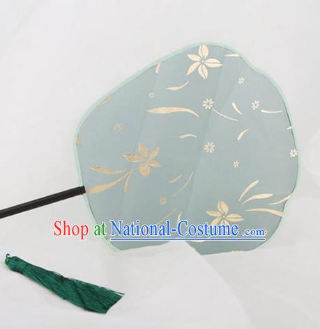 Traditional Chinese Crafts Palace Green Silk Fans Round Fans Ancient Princess Gilding Fan for Women