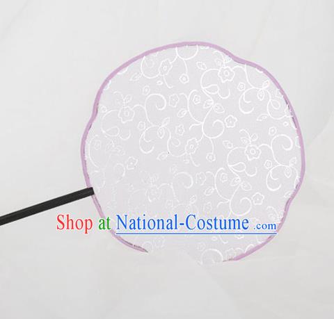 Traditional Chinese Crafts Palace White Silk Fans Round Fans Ancient Princess Gilding Fan for Women