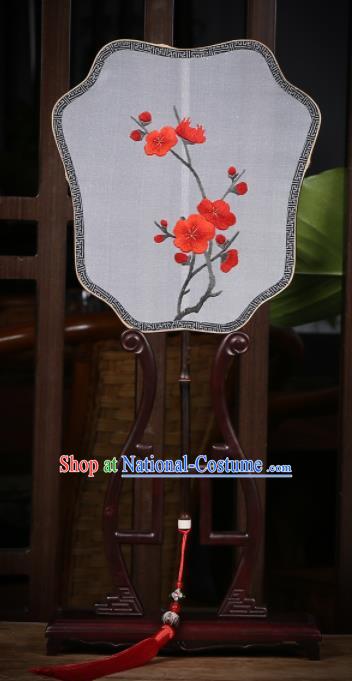 Traditional Chinese Crafts Palace Fans Silk Fans Ancient Embroidered Red Wintersweet Fan for Women