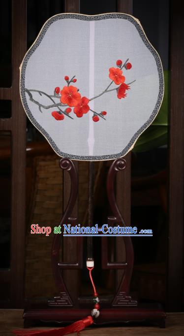 Traditional Chinese Crafts Palace Fans Embroidered Wintersweet Fans Ancient Silk Fan for Women