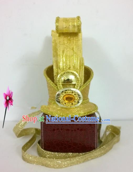 Chinese Traditional Hanfu Headdress Ancient Warring States Period Prince Golden Hairdo Crown for Men