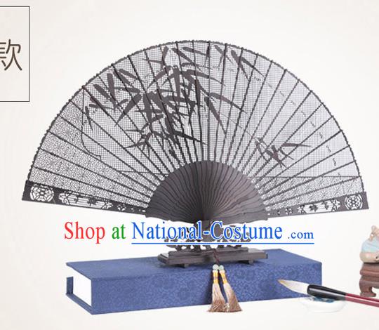 Chinese Traditional Crafts Sandalwood Folding Fans Pierced Bamboo Fans Accordion Fan