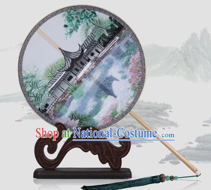 Traditional Chinese Crafts Palace Fans Embroidered Round Fans Ancient Silk Fan for Women