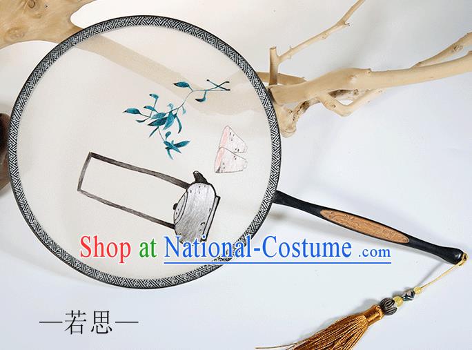 Traditional Chinese Crafts Palace Fans Embroidered Round Fans Ancient Silk Fan for Women