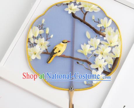 Traditional Chinese Crafts Palace Fans Round Fans Ancient Princess Embroidered Magnolia Fan for Women