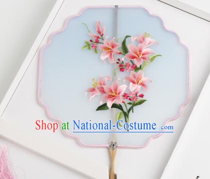 Traditional Chinese Crafts Palace Fans Silk Round Fans Ancient Princess Embroidered Flowers Fan for Women