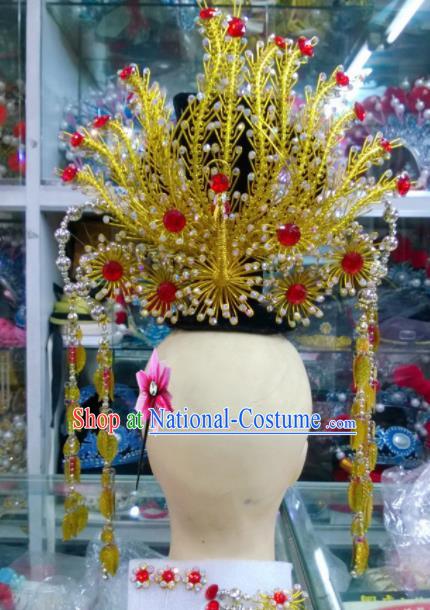 Chinese Classical Beijing Opera Princess Hair Accessories Traditional Ancient Golden Phoenix Coronet for Women