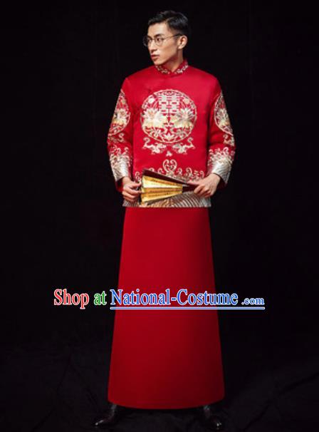 Chinese Traditional Wedding Costumes Ancient Bridegroom Long Gown for Men