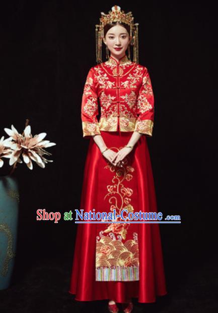 Chinese Traditional Wedding Xiuhe Suits Ancient Bride Embroidered Dress for Women