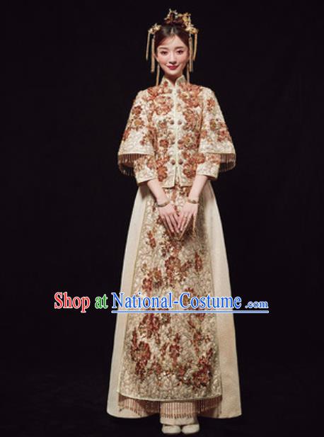 Chinese Traditional Wedding Costumes Embroidered Xiuhe Suits Ancient Bride Dress for Women