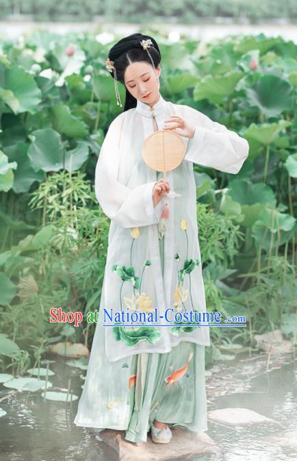 Chinese Ancient Princess Hanfu Dress Traditional Tang Dynasty Palace Lady Embroidered Lotus Costumes for Women