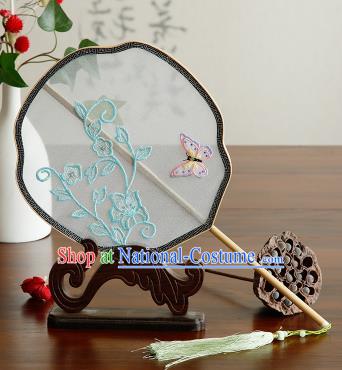 Traditional Chinese Crafts Palace Fans Embroidered Butterfly Fans Ancient Organza Fan for Women