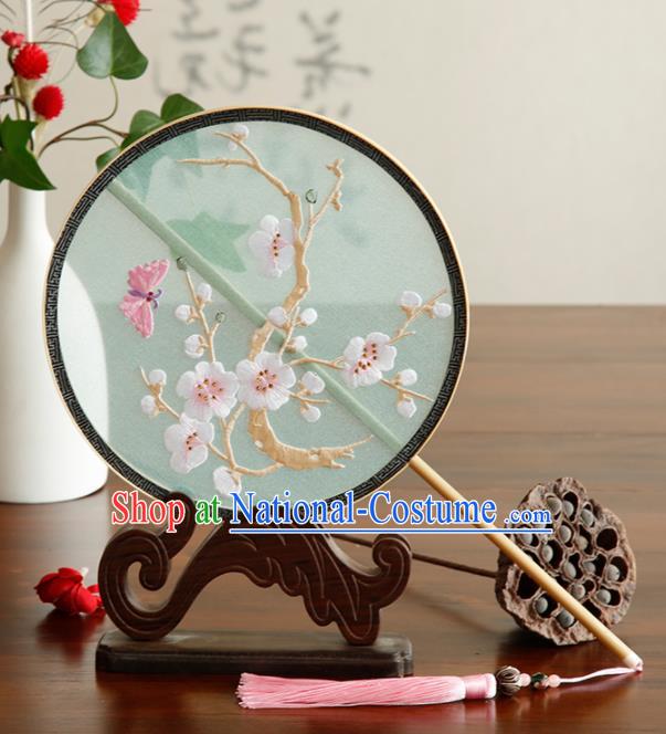 Traditional Chinese Crafts Palace Fans Embroidered Wintersweet Fans Ancient Round Fan for Women