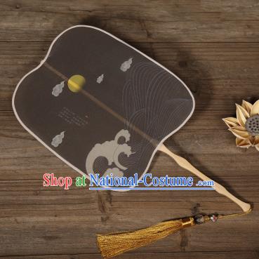 Traditional Chinese Crafts Palace Fans Hand Painting Fans Ancient Black Silk Fan for Women