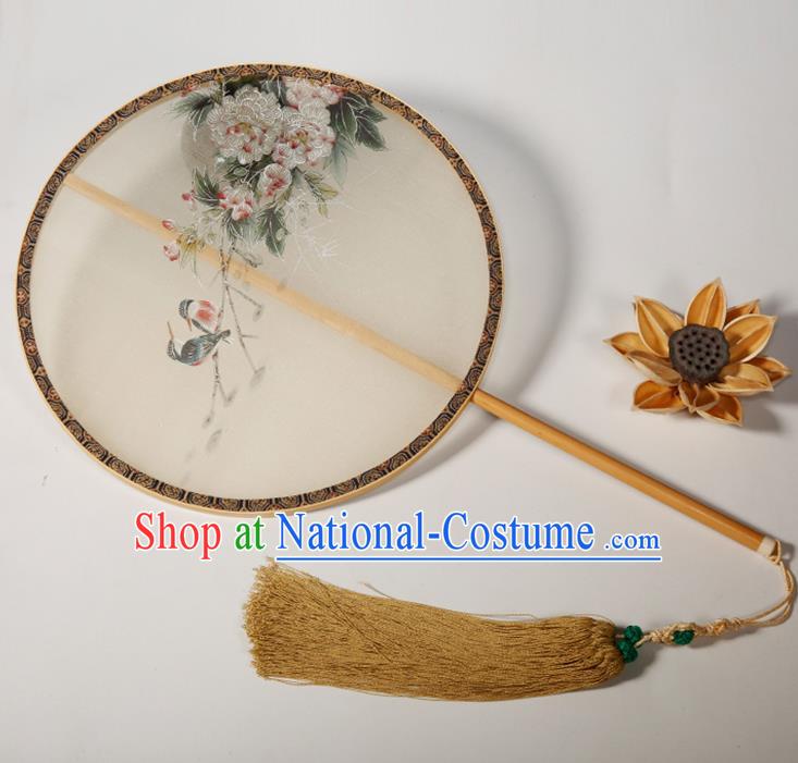 Chinese Traditional Hanfu Palace Fans Painting Peony Fans Ancient Silk Round Fan for Women