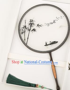 Chinese Traditional Palace Fans Embroidered Fans Ancient Hanfu Silk Round Fan for Women