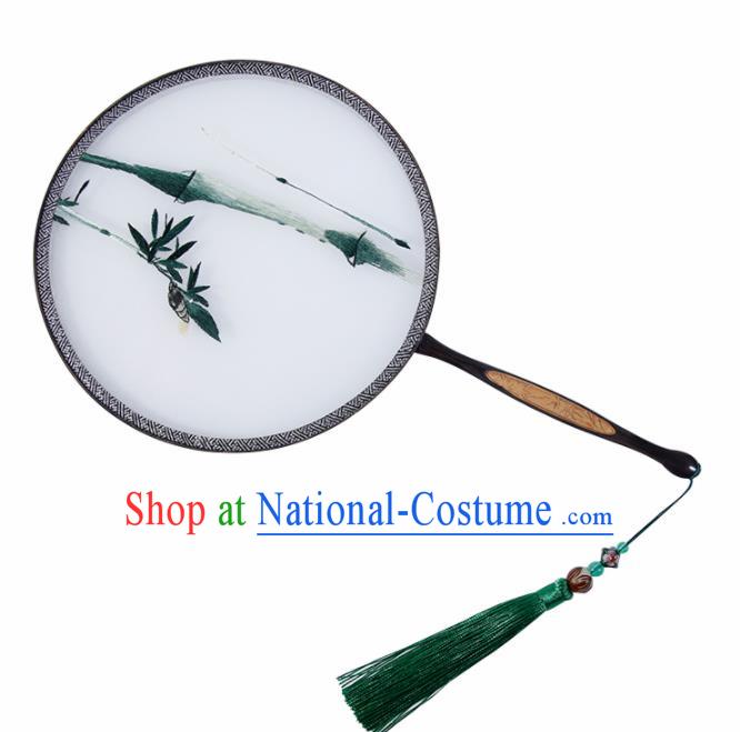 Chinese Traditional Palace Fans Embroidered Bamboo Fans Ancient Hanfu Silk Round Fan for Women