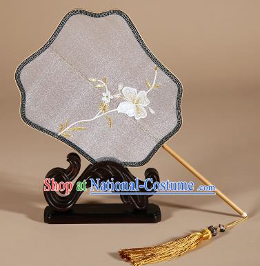 Chinese Traditional Palace Fans Hanfu Embroidered Flower Fans Ancient Silk Fan for Women