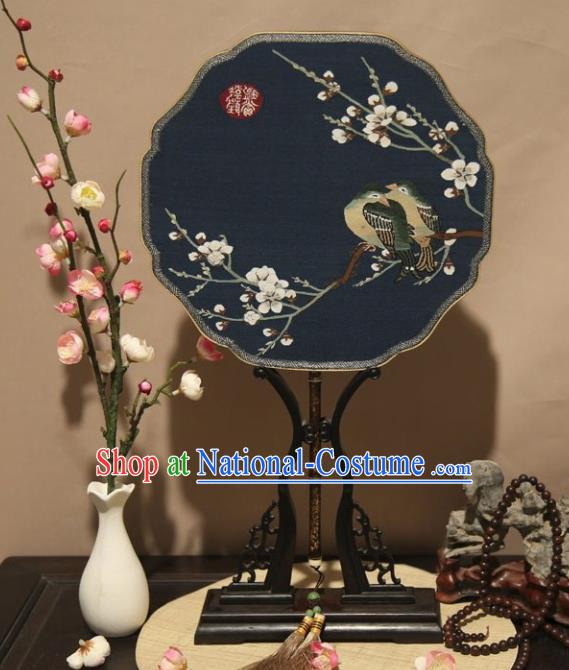 Chinese Ancient Traditional Palace Fans Hanfu Embroidered Round Fans Pure Silk Fan for Women