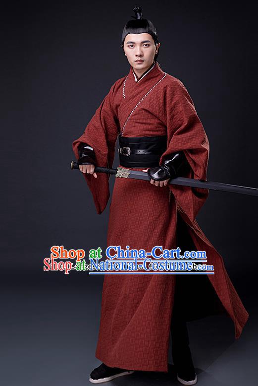 Chinese Ancient Han Dynasty Drama Swordsman Knight Costumes for Men