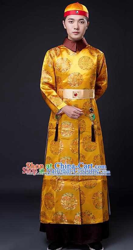 Traditional Chinese Ancient Qing Dynasty Drama Emperor Costumes and Hat for Men