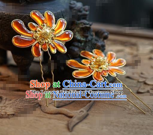 Chinese Ancient Wedding Hair Jewelry Accessories Queen Chrysanthemum Hairpins for Women