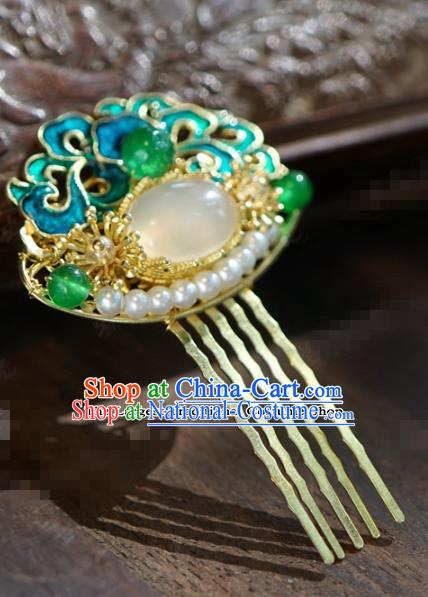 Chinese Ancient Wedding Hair Jewelry Accessories Blueing Pearls Hair Comb Hairpins for Women