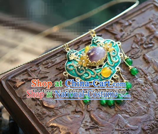 chinese Traditional Palace Cloisonne Necklace Ancient Bride Hanfu Jewelry Accessories for Women