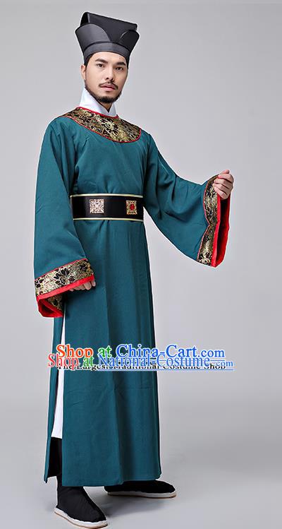 Chinese Ancient Drama Costumes Green Hanfu Robe Song Dynasty Prime Minister Clothing for Men