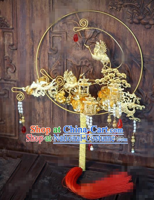 Chinese Traditional Wedding Hanfu Palace Fans Ancient Bride Jewelry Accessories for Women