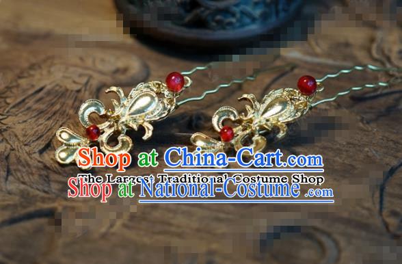 Chinese Ancient Wedding Queen Hair Jewelry Accessories Palace Golden Hair Clip Hairpins for Women