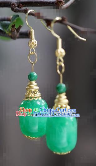 Chinese Traditional Wedding Hanfu Jade Earrings Ancient Bride Palace Jewelry Accessories for Women