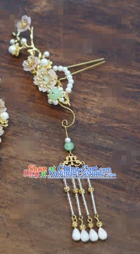 Chinese Ancient Bride Hair Accessories Wedding Tassel Pearls Hairpins for Women