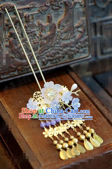 Chinese Ancient Bride Hair Accessories Wedding Tassel Flowers Hairpins for Women