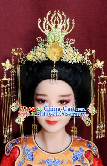 Chinese Ancient Peri Headdress Tang Dynasty Imperial Consort Phoenix Coronet Hairpins Complete Set for Women